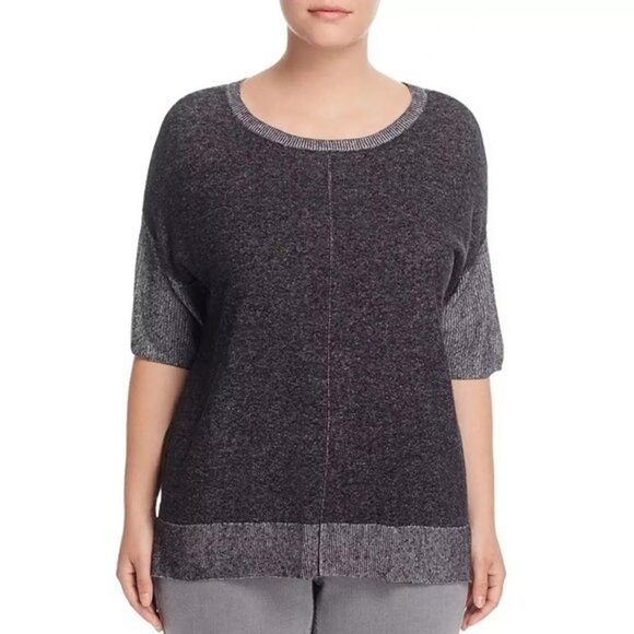 NWT Womens Plus Size 2X Two by Vince Camuto Dark Gray High Low Color Block Top - Picture 1 of 2